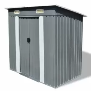 Image of Vidaxl - Garden Shed Grey Metal - Grey