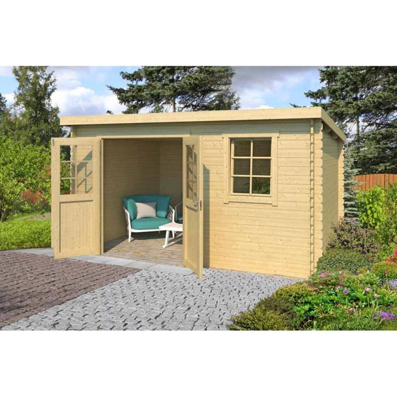 Image of Lasita Maja Ltd Amira 275-Log Cabin, Garden Room, Home Office - L400xW313.9xH210.9cm in Natural Natural Unisex