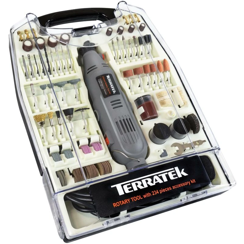 Image of TERRATEK 234pc Rotary Multi Tool Kit Variable Speed 135W, Dremel Compatible & Storage Case - Grey - Terratek TMT234-2