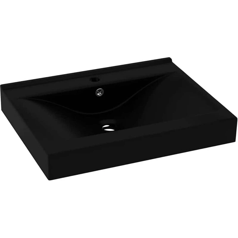 Image of vidaXL Luxury Basin with Faucet Hole Matt Black 60x46cm Ceramic, Black 147030