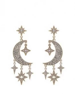Image of Mood Gold Plated Crystal Celestial Drop Earrings