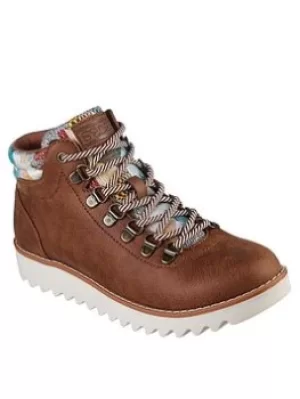 Image of Skechers Mountain Kiss Padded Collar Lace Up Hiker Boots, Brown, Size 4, Women