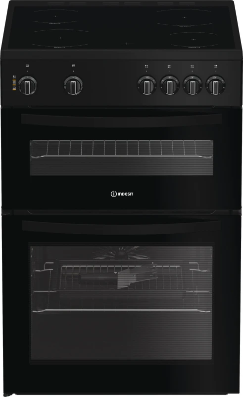 Image of Indesit IDE6VMB 60cm Wide Single Oven Electric Cooker with Ceramic Hob - Black - A Rated