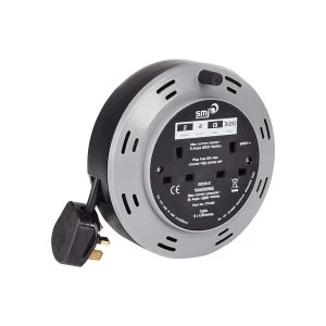 Image of SMJ Electrical 4m 2 Socket Compact Extension Cable Reel UK Plug