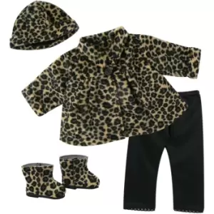 Image of Sophia's - 18 Doll - Animal Print Coat, Hat, Black Leggings & Boots - Tan