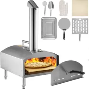 Image of VEVOR Wood Fired Oven 12" Portable Pizza Oven with Foldable Legs Pizza Oven Outdoor 932℉Max Temperature Stainless Steel Portable Wood Fired Pizza Oven