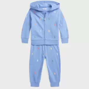 Image of Polo Ralph Lauren Baby's Cotton-Pique Joggers and Hoodie Set - 12-18 months