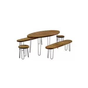 Image of Ivyline Borough Acacia Wood 5 Piece Furniture Set - Brown