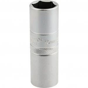 Image of Draper 1/2" Drive Satin Chrome Hexagon Spark Plug Socket 3/8" 10mm