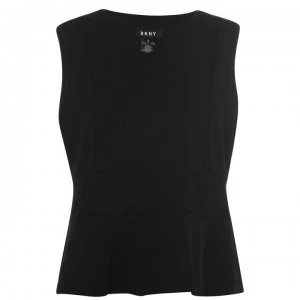 Image of DKNY V Neck Peplum Top - BLACK