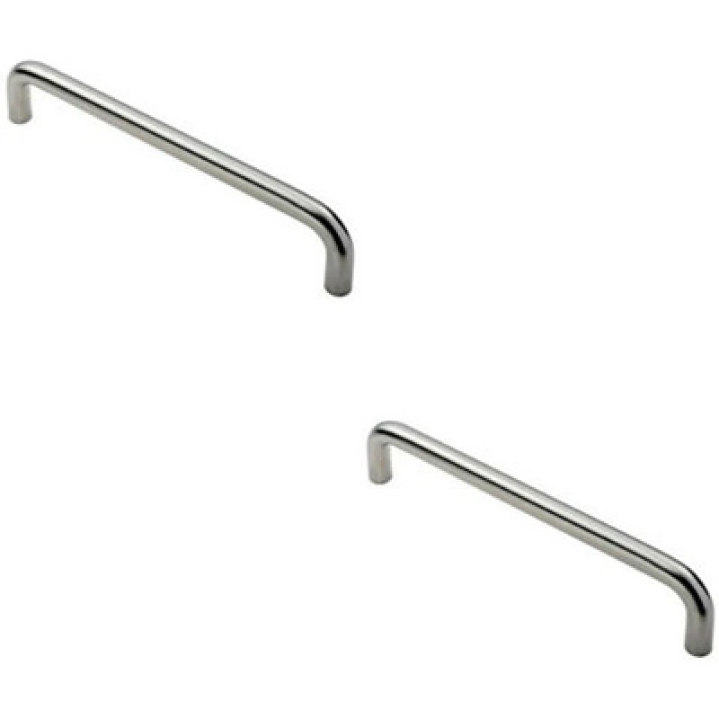 Image of Loops 2x Round D Bar Pull Handle 319 x 19mm 300mm Fixing Centres Satin Steel Metallics unisex