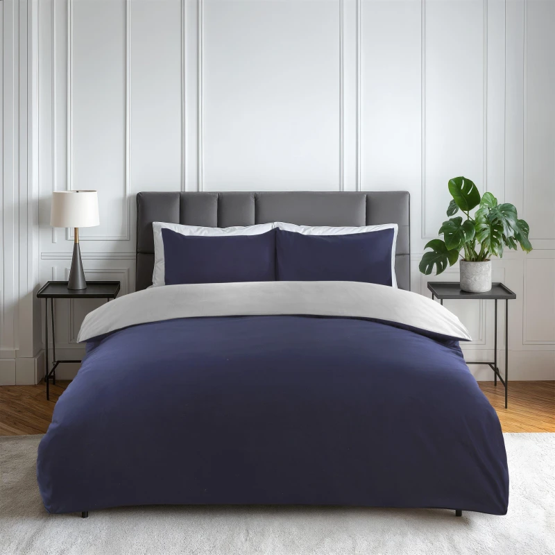 Image of Emma Barclay Duvet Set Reversible Non Iron Soft Touch Lyla Navy Blue/Grey unisex Double