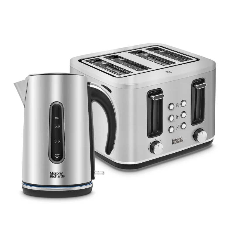 Image of Morphy Richards Motive Kettle and Toaster Set in Silver Silver One Size Unisex 5056765430342