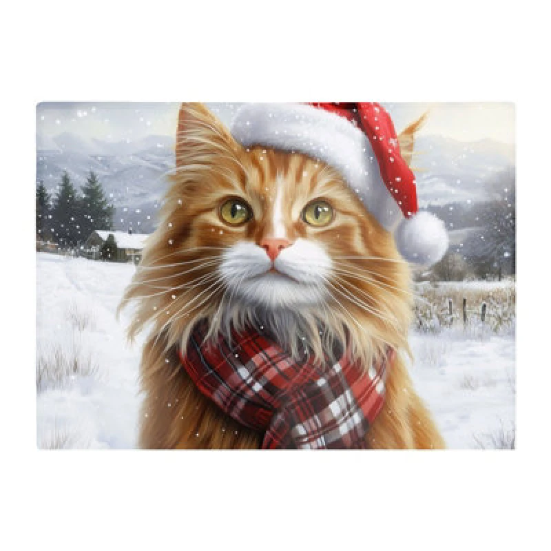 Image of Warren Reed Designer Christmas Ginger Cat Glass Chopping Board
