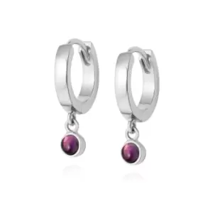 Image of Daisy London 925 Sterling Silver Amethyst Healing Huggie Hoops Sterling Silver