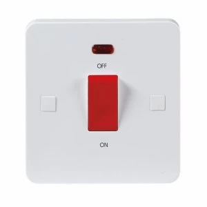 Image of KnightsBridge Pure 9mm 45A White 1G Double Pole 230V Electric Cooker Wall Plate Switch With Neon