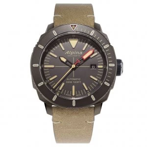 Image of Alpina Seastrong Diver 300 Mens Brown Leather Strap Watch
