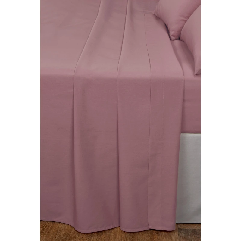 Image of Homelife Non Iron Plain Dyed Flat Sheet - Pink Pink Single