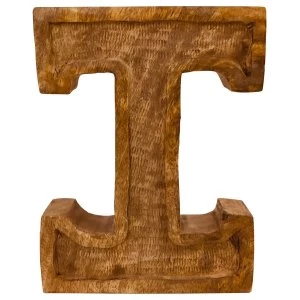 Image of Letter I Hand Carved Wooden Embossed