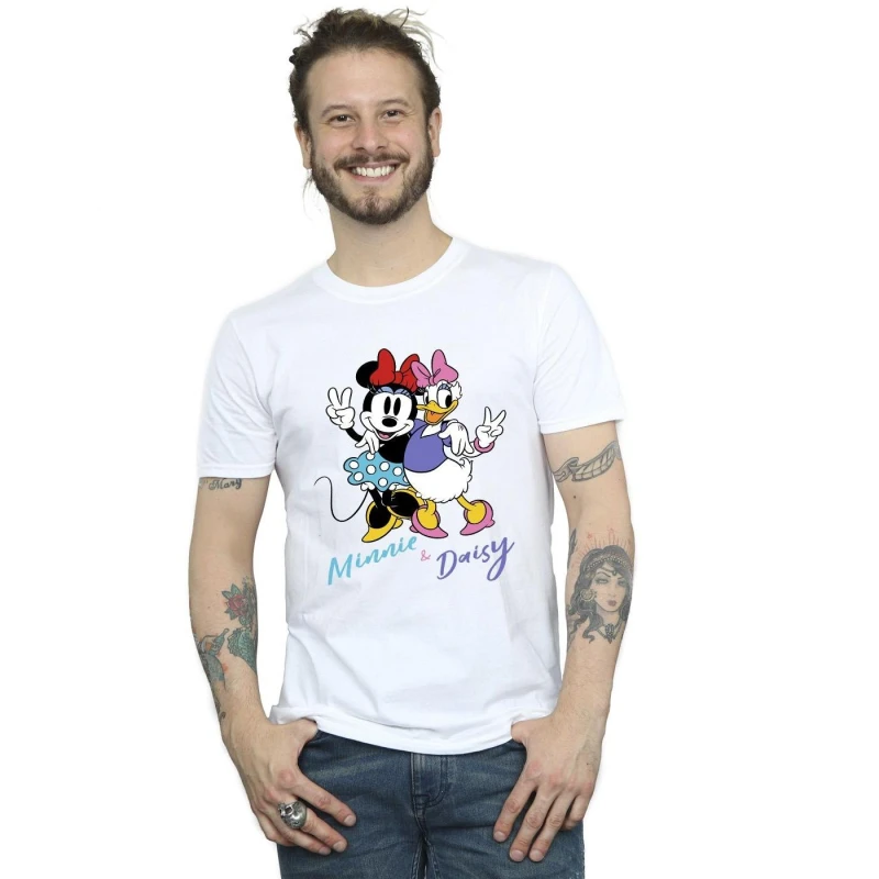 Image of Disney Men Minnie Mouse And Daisy T-Shirt in White Size: Small White S Male 5063153625556