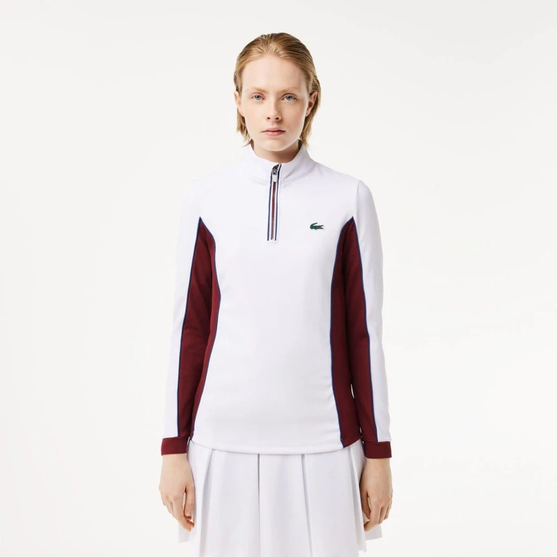 Image of Lacoste Slim Fit Tennis Layering Sweatshirt White Red female 8