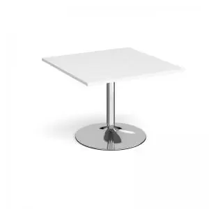 Image of Trumpet base square extension table 1000mm x 1000mm - chrome base and