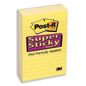 Image of Post it Super Sticky Notes Ruled Yellow 6 x 90 Sheets