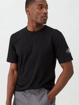 Image of Calvin Klein Jeans Monogram Sleeve Badge T-Shirt - Black