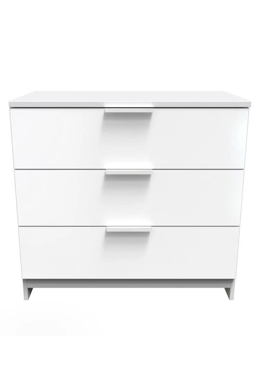Image of Poole 3 Drawer Chest In White (Ready Assembled)