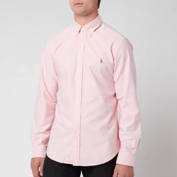 Image of Polo Ralph Lauren Mens Slim Fit Oxford Long Sleeve Shirt - BSR Pink - S - Pink