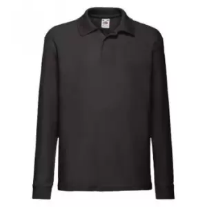 Image of Fruit Of The Loom Childrens/Kids Long Sleeve Pique Polo Shirt (5-6 Years) (Black)