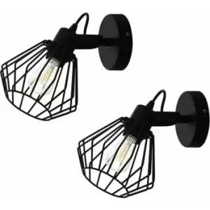 Image of Loops - 2 pack Wall Flush Ceiling Light Colour Black Shade Open Wire Frame E27 1x40W
