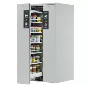 Image of Type 90 Safety Storage Cabinet V-MOVE-90 Model V90.196.081.VDAC:0012 in Light Grey RAL 7035 with 5X Tray Shelf (Standard) (Sheet Steel)