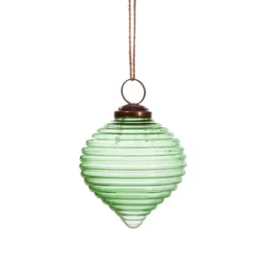 Image of Green Recycled Glass Rippled Bauble