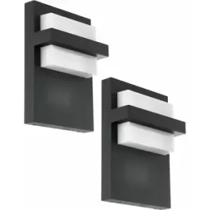 Image of Loops - 2 pack IP44 Outdoor Wall Light Anthracite Aluminium 10W LED Porch Lamp