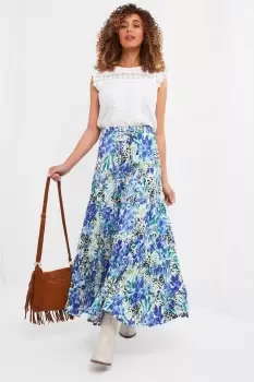 Image of Mixed Floral Leopard Print Sequin Tiered Maxi Skirt
