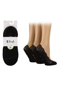 Image of 3 Pair Pack Lace Edge Shoe Liner Socks