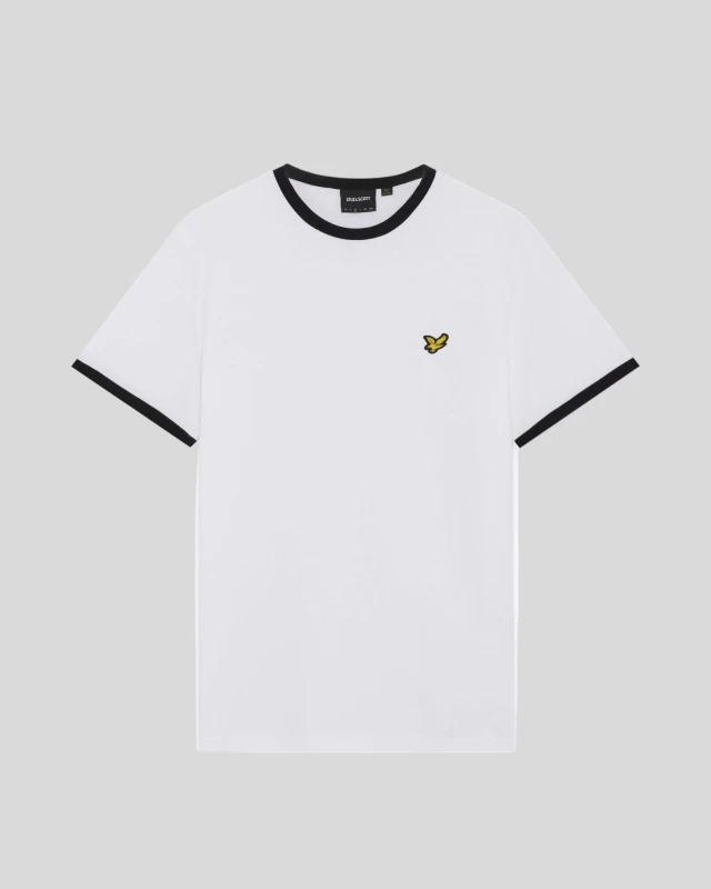 Image of Lyle & Scott Mens Ringer Cotton Crew Neck T-Shirt in White