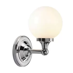 Image of IP 44 Wall Light Globe Style Opal Glass Shade Polished Chrome LED G9 3.5W