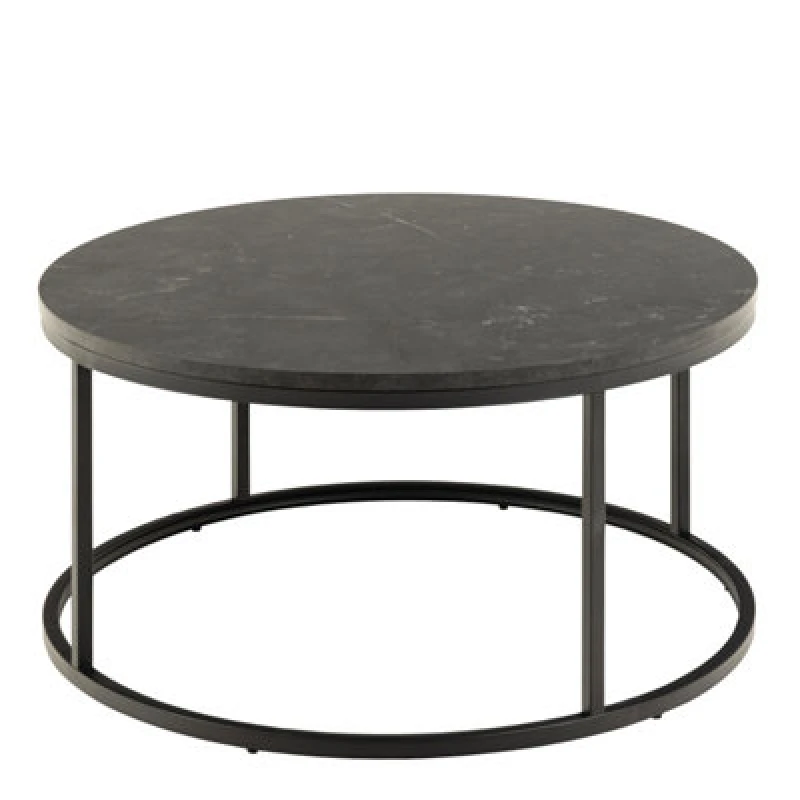 Image of Furniture To Go Spiro Coffee Table with Black Marble Melamine Top & Black Legs Black Unisex