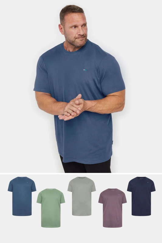 Image of BadRhino 5 Pack Extra Long T-Shirts Blue