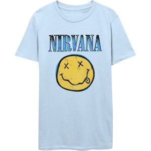 Image of Nirvana - Xerox Smiley Blue Unisex Medium T-Shirt - Blue