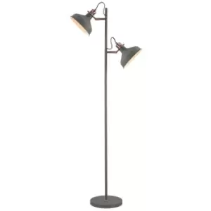 Image of Luminosa Lighting - Floor Lamp, 2 x E27, Sand Grey, Copper, White