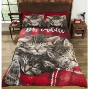 Image of Cuddle Cats Duvet Set, Multi, King - 230 x 220 cms - Rapport