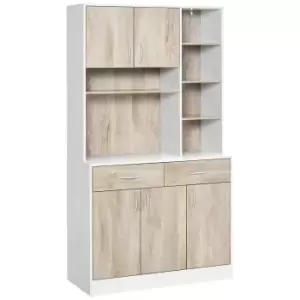 Image of Homcom Kitchen Multi Storage Unit With Worktop And Shelving Wood Effect And White