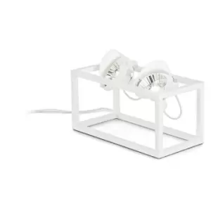 Image of Ideal Lux audio 2 Light Portable Floor Lamp White, In-Built Switch, Non-Dim