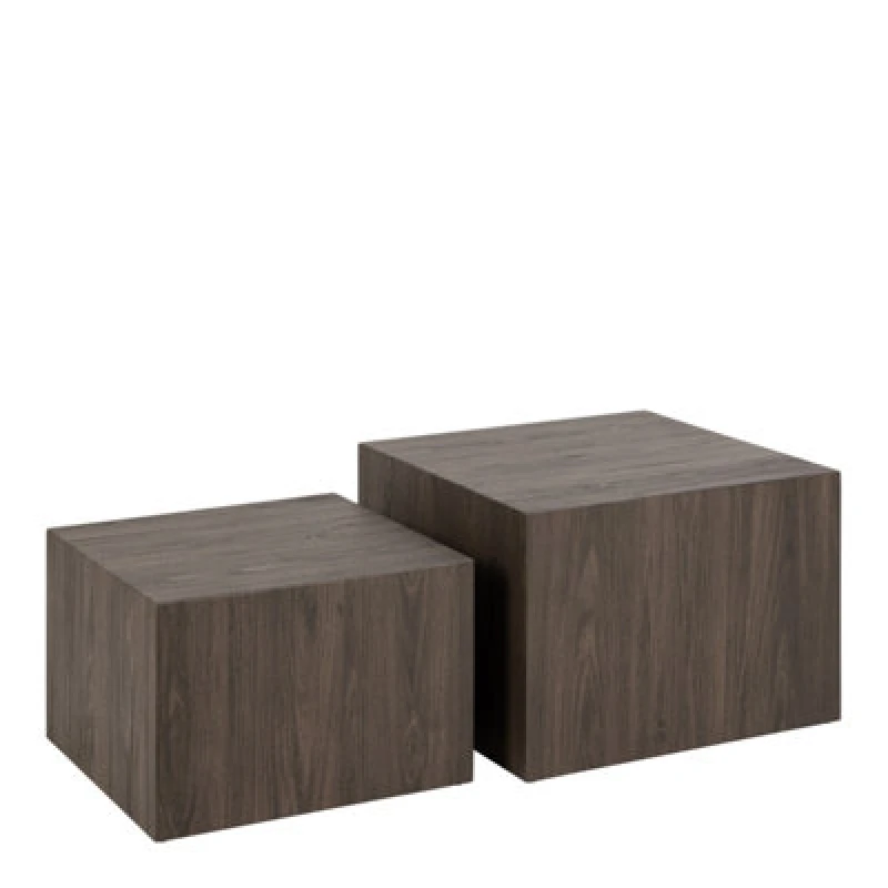 Image of Furniture To Go Dice Square Coffee Table Set In Smoked Ash