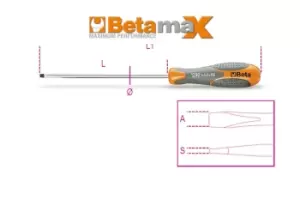 Image of Beta Tools 1290 Beta MAX Slotted / Flat Head Screwdriver 3 x 100mm 012900012