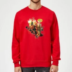 Image of Marvel Deadpool Outta The Way Nerd Sweatshirt - Red - S