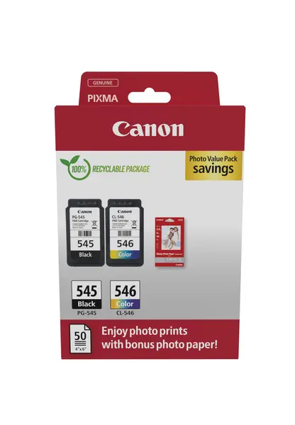 Image of Canon PG-545/CL-546 2 Ink Cartridge & Photo Paper Value Pack - 8287B008 (Original)